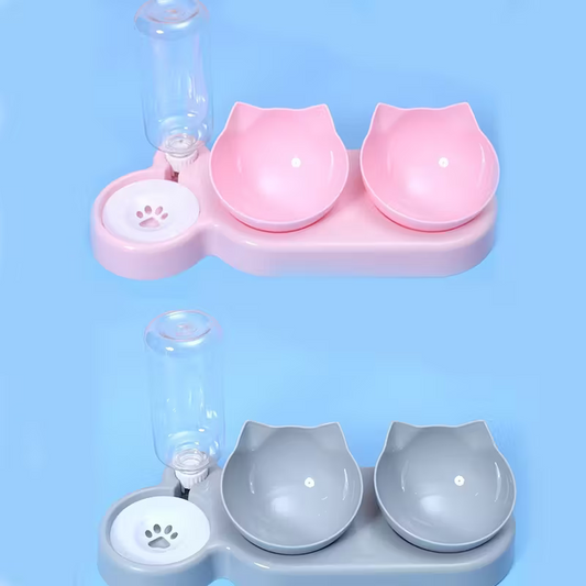 3-In-1 Cat Food And Water Bowl Set