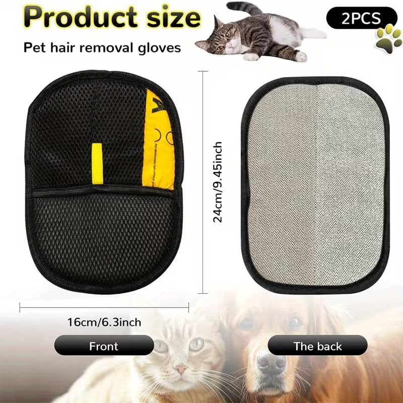 Double-Sided Pet Grooming & Hair Remover Gloves