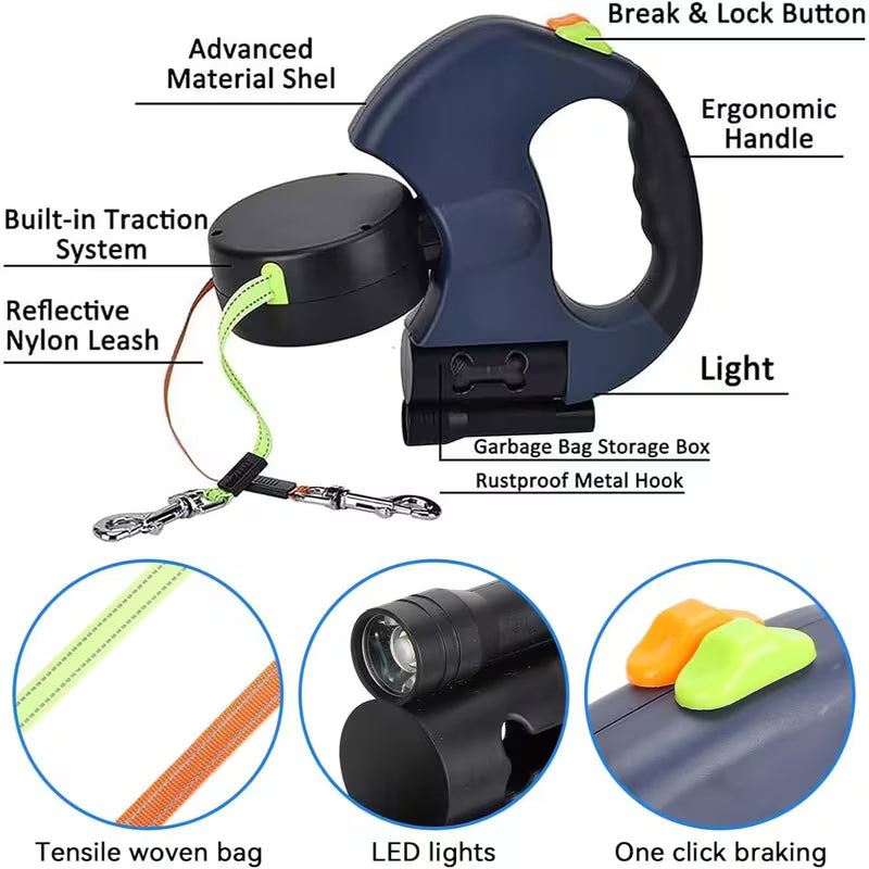 Double Dog Leash Dual Retractable
