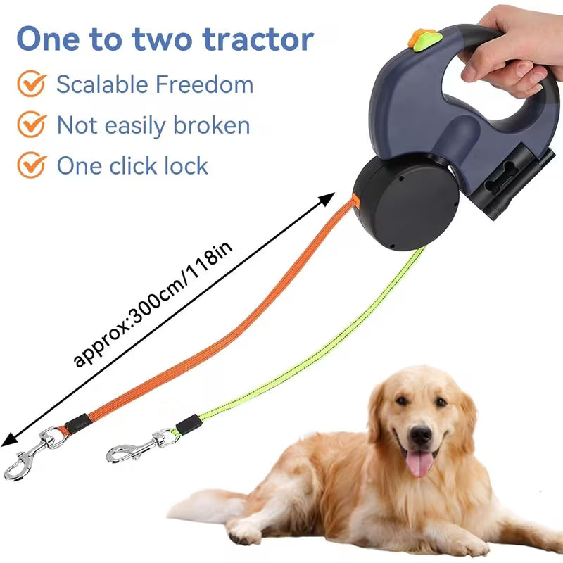 Double Dog Leash Dual Retractable