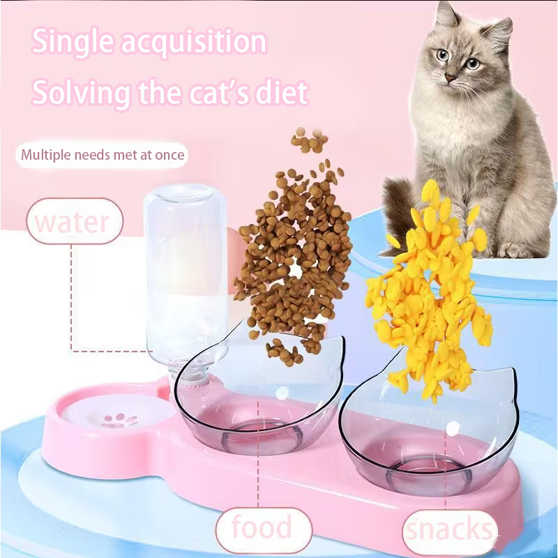 3-In-1 Cat Food And Water Bowl Set