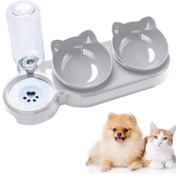 3-In-1 Cat Food And Water Bowl Set